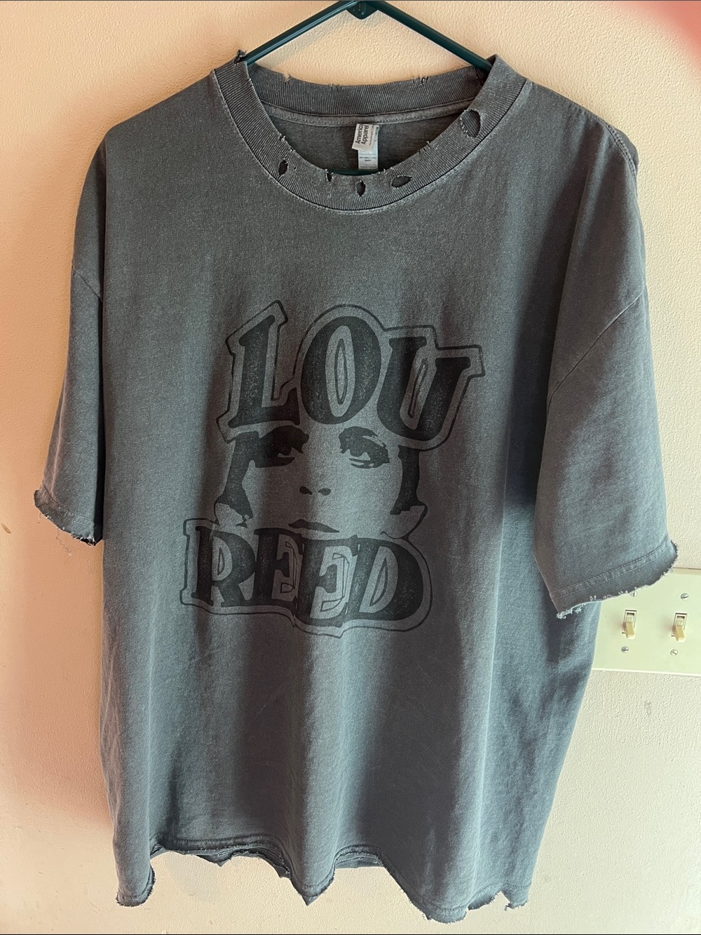 AMERICAN APPAREL DISTRESSED WASHED LOU REED TSHIRT SIZE XL